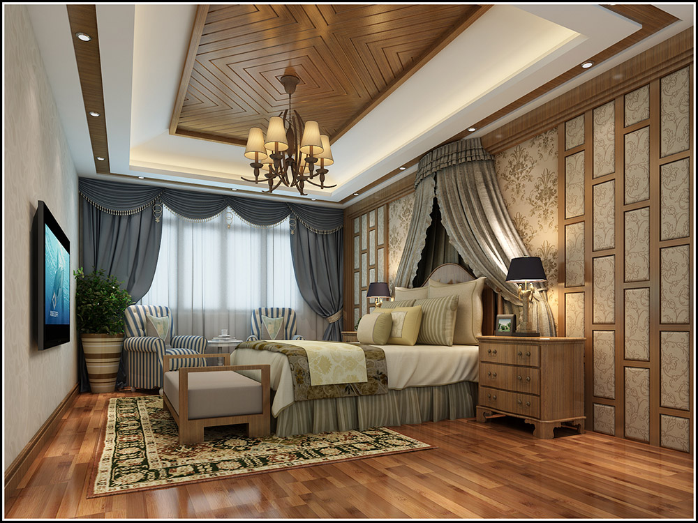 大同铂蓝郡别墅410平米地中海风格装修案例-次卧 大同铂蓝郡别墅410平米地中海风格装修案例-次卧